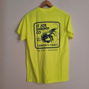 Port St. Joe Shrimp Company Tshirt Neon Yellow Short Sleeve Medium